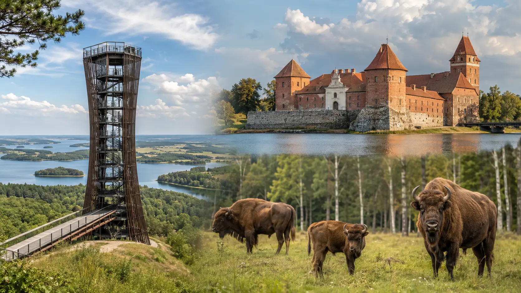 Kirkilų apžvalgos bokštas, Biržų pilis ir Pašilių stumbrynas